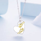 925 Sterling Silver + Plated White Gold + Plated Gold 1.8*1.2cm Necklace for Women