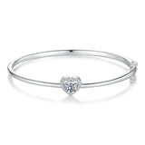 925 Sterling Silver Moissanite & CZ Bracelet Size 17 for Women