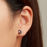 925 Sterling Silver Earrings with Pavé Setting CZ in Black Gold Plating