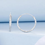 925 Sterling Silver Earrings for Women - White Gold Plated, 2.6*0.2 cm, Style L
