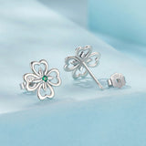 925 Sterling Silver Earrings with Pavé Setting CZ, 0.9cm, Oxidized Silver for Women