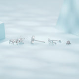 925 Sterling Silver Plated Platinum Earrings with CZ