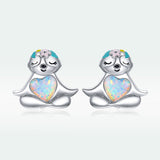 925 Sterling Silver Earrings with Translucent Opal