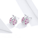 925 Sterling Silver Earrings with Pavé Setting CZ 1x0.9cm for Women