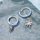 925 Sterling Silver Earrings with Nano Opal Stone and Enamel, Oxidized Finish