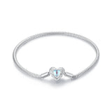 925 Sterling Silver Moonstone Bracelet 17.0 cm with White Gold Plating for Women
