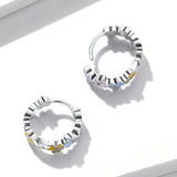 925 Sterling Silver Enamel Oxidized Silver Earrings