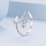 925 Sterling Silver Opal Nanometer Stone Platinum Plated Ring