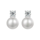925 Sterling Silver Moissanite 0.1ct Freshwater Pearl Earrings for Women