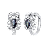 925 Sterling Silver Earrings with Transparent Glass - 13*8mm for Women