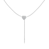 925 Sterling Silver Adjustable Necklace with CZ Pendant for Women
