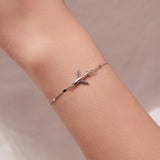 925 Sterling Silver White Gold Plated 16+5cm Bracelet with CZ Pendant for Women