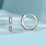 925 Sterling Silver Earrings with Oxidized Finish and Pavé Setting CZ for Women