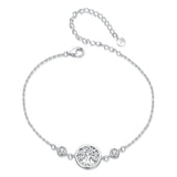 925 Sterling Silver White Gold Plated Bracelet with CZ Pendant