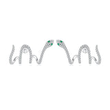 925 Sterling Silver Earrings with Plated Platinum and Pavé Setting CZ, 1.5x2.2cm for Women