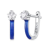 925 Sterling Silver Enamel Earrings with Pavé CZ for Women
