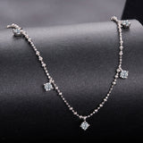925 Sterling Silver 0.10ct Moissanite Necklace in White Gold, 40+5cm Chain for Women