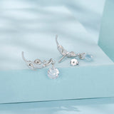 925 Sterling Silver White Gold Plated CZ Earrings 1.6x1.7cm for Women