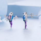 925 Sterling Silver Enamel Process Pavé Setting CZ Earrings