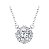 925 Sterling Silver Moissanite 1.0 Carat Necklace with Pavé Setting for Women