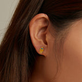 S925 Sterling Silver Enamel Pavé Set CZ Earrings