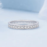 925 Sterling Silver S925 Pavé Setting CZ Ring for Women, Size 6.0, Width 2.6mm
