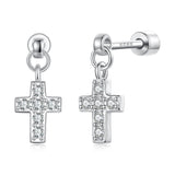 925 Sterling Silver White Gold Plated Pavé Setting CZ Earrings for Women