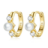925 Sterling Silver Pavé CZ Gold Plated 1x0.5cm Earrings for Women