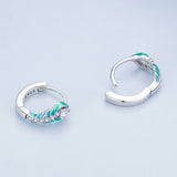 925 Sterling Silver Enamel Oxidized Earrings with Pavé Setting for Women