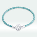 925 Sterling Silver and Leather 17cm Bracelet