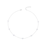 925 Sterling Silver White Gold Plated Necklace with Shell Pearl 400+50mm