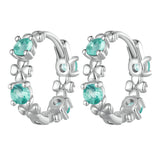 925 Sterling Silver Earrings with Transparent Glass in Size 14mm for Women