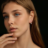 925 Sterling Silver Moissanite Earrings with CZ in White Gold, 1.8cm for Women