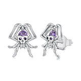 925 Sterling Silver Earrings with Pavé Setting CZ, 1.1 x 1.0 cm, Oxidized Finish for Women
