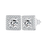 925 Sterling Silver Earrings with Pavé Setting CZ and Platinum Plating.