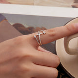925 Sterling Silver Oxidized CZ Ring with Pavé Setting for Women