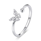 925 Sterling Silver Ring with Pavé Setting CZ, Butterfly Design, 0.6cm for Women