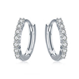 925 Sterling Silver Earrings with Pavé Setting CZ, Size 1.2*0.2cm for Women