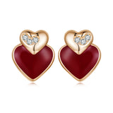 925 Sterling Silver Earrings with Enamel Finish and Pavé Setting in Rose Gold