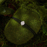 925 Sterling Silver White Gold Plated Round Moissanite 15+6cm Cotton Cord Bracelet for Women