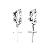 925 Sterling Silver Earrings with Pavé Setting CZ in Oxidized Finish