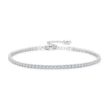 925 Sterling Silver Pavé Setting Bracelet with CZ for Women - Adjustable 18+5cm