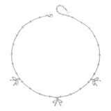 925 Sterling Silver + Plated White Gold Necklace with Adjustable Length for Women
