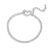 925 Sterling Silver Plated White Gold Bracelet - Adjustable 17+5cm