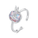 925 Sterling Silver Ring with Nano Opal Stone, 0.15 cm Width for Women