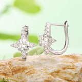 925 Sterling Silver White Gold Plated 0.50 Carat Moissanite Pavé CZ 1.3cm Earrings for Women