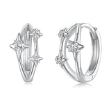 925 Sterling Silver Earrings with Pavé Setting CZ in White Gold for Women
