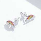 925 Sterling Silver Earrings with Enamel Process in Oxidized Silver for Women