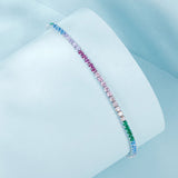 925 Sterling Silver Pave Setting White Gold Bracelet 160+60mm for Women