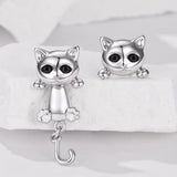 Brass & S925 Silver Earrings | 2.8*1.1cm | White Gold Plated with Pavé Setting CZ for Women